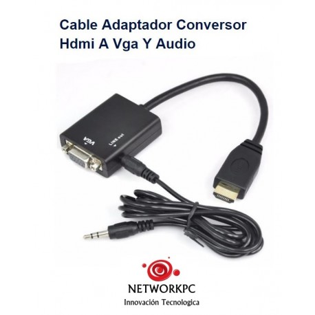 Cable Adaptador Conversor Hdmi A Vga Y Audio